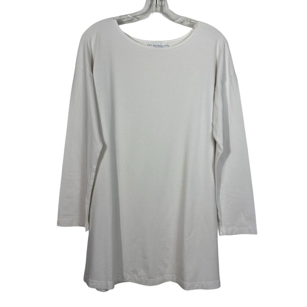 Bryn Walker White Organic Bamboo Cotton Longline Lagenlook Tunic Top Small S
